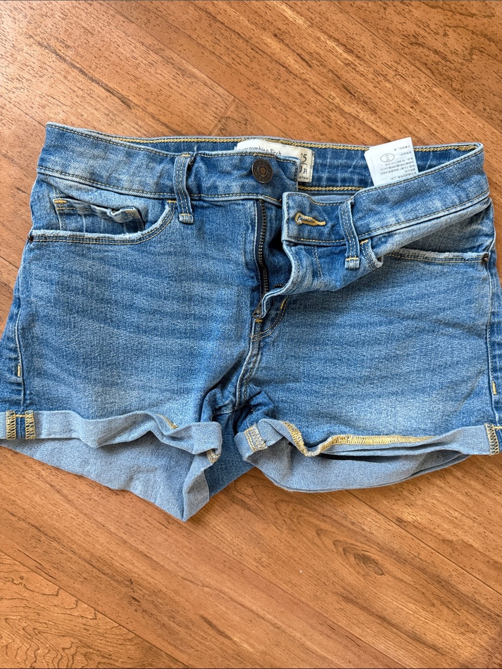 Abercrombie & Fitch Light Blue Rolled-Hem Denim Shorts